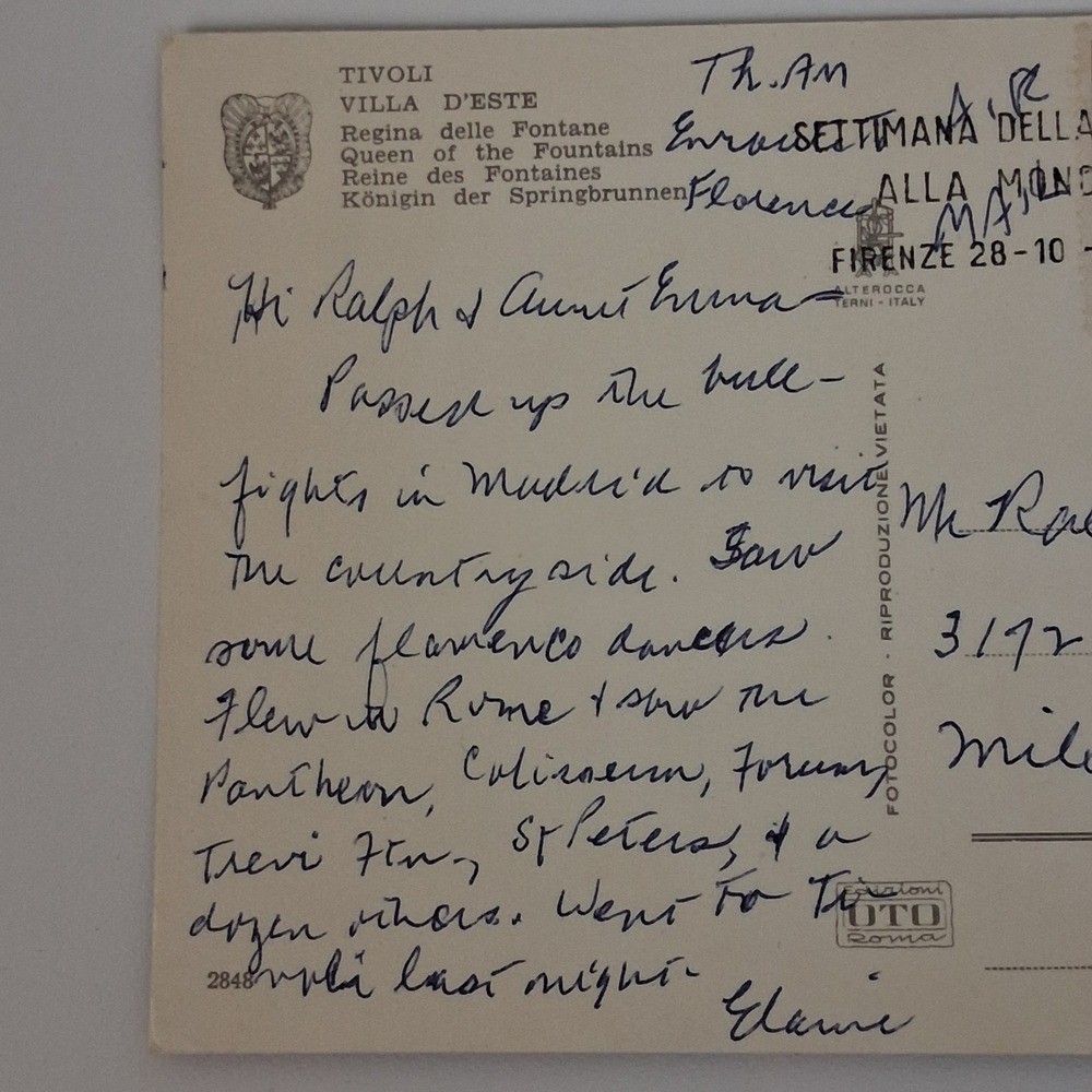 1970 Villa d'Este Tivoli Italy Postcard w/ Vatican Stamps VTG Travel Ephemera - Picture 3 of 7